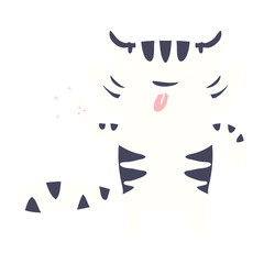 flat color style cartoon white tiger