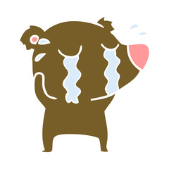 flat color style cartoon crying bear