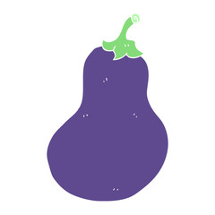 flat color illustration of a cartoon eggplant