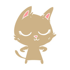 calm flat color style cartoon cat