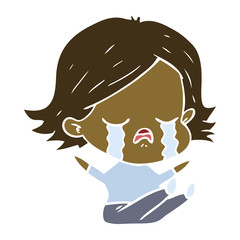 flat color style cartoon girl crying