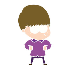 curious flat color style cartoon boy