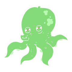 flat color illustration of a cartoon octopus