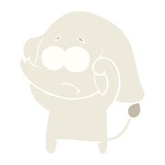 flat color style cartoon unsure elephant
