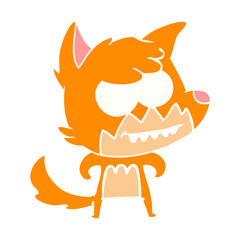 flat color style cartoon grinning fox