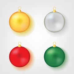 Colorful Realistic Christmas Balls set. Isolated on White Background. Vector Illustration