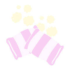 flat color illustration of a cartoon pillow