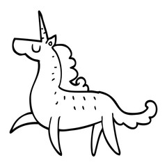 line drawing cartoon magical unicorn
