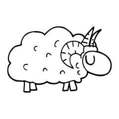 line drawing cartoon sheep with horns