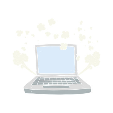 flat color illustration of a cartoon laptop computer fault