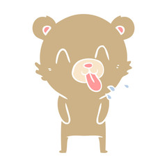rude flat color style cartoon bear