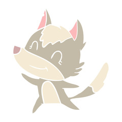 friendly flat color style cartoon wolf