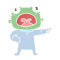 flat color style cartoon weird alien shouting