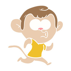flat color style cartoon hooting monkey