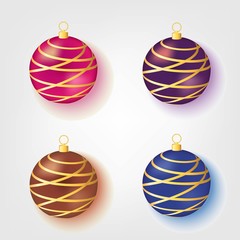 Colorful Realistic Christmas Balls set. Isolated on White Background. Vector Illustration