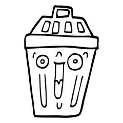 line drawing cartoon waste bin