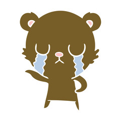 crying flat color style cartoon bear