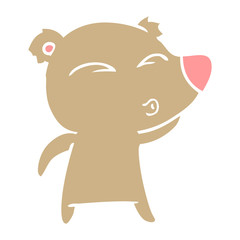 flat color style cartoon whistling bear