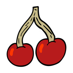 cartoon doodle ripe cherries