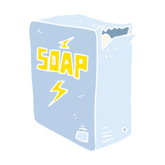 flat color illustration of a cartoon soap box
