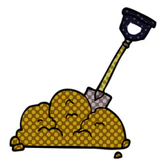 cartoon doodle shovel in dirt
