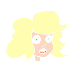 flat color illustration of a cartoon surprised female face