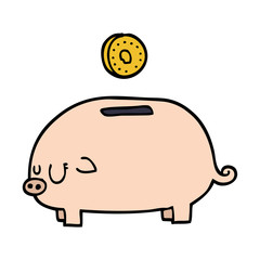 cartoon doodle piggy bank