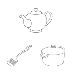 Vector illustration of kitchen and cook symbol. Set of kitchen and appliance vector icon for stock.