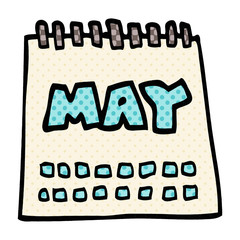 cartoon doodle calendar showing month of may