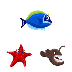 Vector design of sea and animal symbol. Set of sea and marine stock symbol for web.