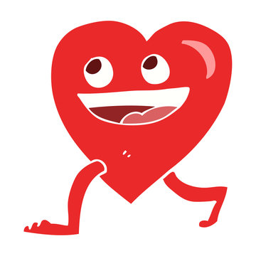 flat color illustration of a cartoon walking heart