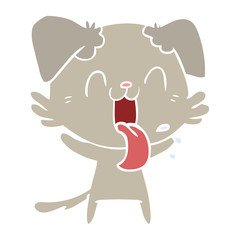 flat color style cartoon panting dog