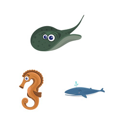 Vector design of sea and animal symbol. Collection of sea and marine stock symbol for web.