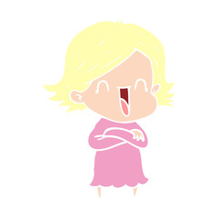flat color style cartoon happy woman