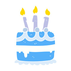 flat color style cartoon birthday cake