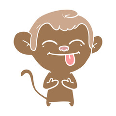 funny flat color style cartoon monkey