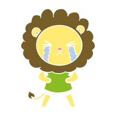 flat color style cartoon crying lion