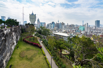 Macau panorama viewed from the walls of Fortaleza do Monte (or Monte Forte) built in 17th century...