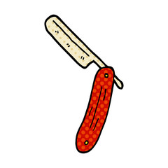 cartoon doodle cut throat razor