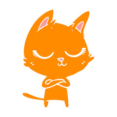 calm flat color style cartoon cat