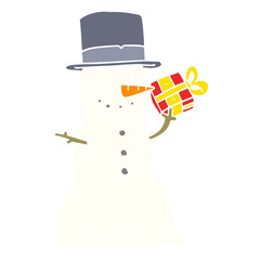 flat color style cartoon christmas snowman