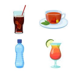 Vector design of drink and bar logo. Collection of drink and party stock symbol for web.
