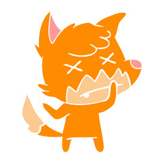 flat color style cartoon dead fox