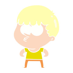 flat color style cartoon curious boy