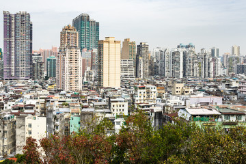 Fototapeta na wymiar Apartment block and residential buildings in Macau