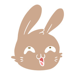 flat color style cartoon happy rabbit face