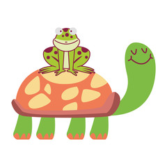 Frog on turtle cartoons