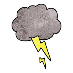 cartoon doodle storm cloud with lightning