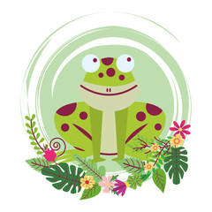 frog cute cartoon round icon