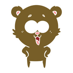 laughing teddy  bear flat color style cartoon